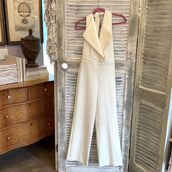 Vintage Pants - White crepe jumpsuit size US 2.